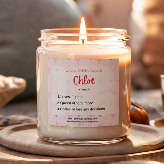 Custom Name & Definition Pink Aesthetic Candle-Gliminis