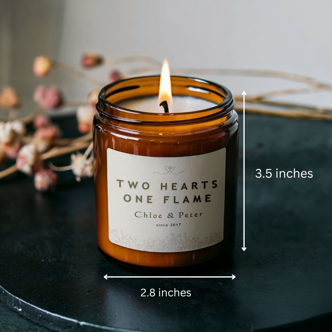 Two Hearts One Flame - Custom Names & Year Candle