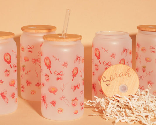 Pink Bow Glass Tumbler