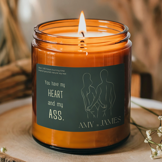 Couple Name My Heart and My Ass Custom Candle-Gliminis