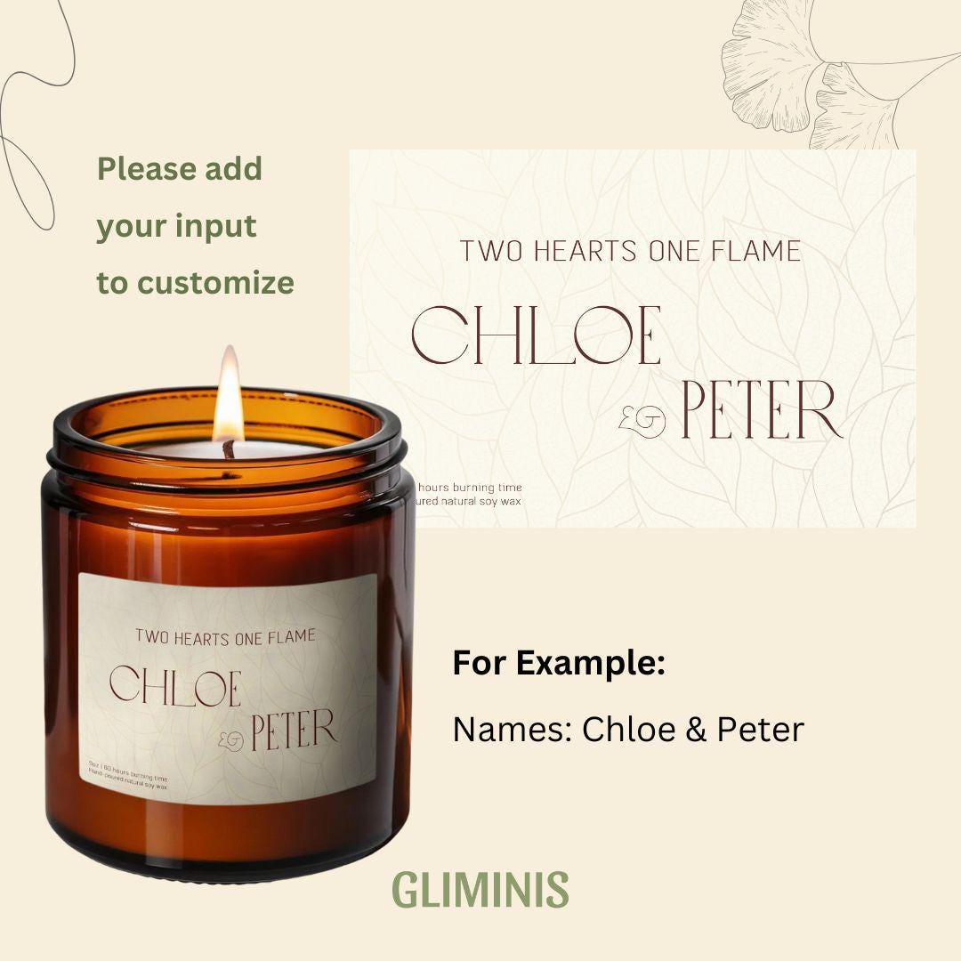 Two Hearts One Flame - Custom Names Candle